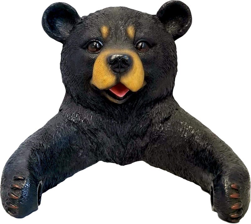 DWK 8-inch Hugo Holder Black Bear Toilet Paper Holder Rustic Woodland Forest Themed Kitchen Bathroom Cabin Decor - Image 2